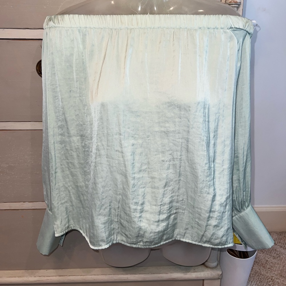 Forever 21, new with tags, off the shoulder long sleeve top, mint